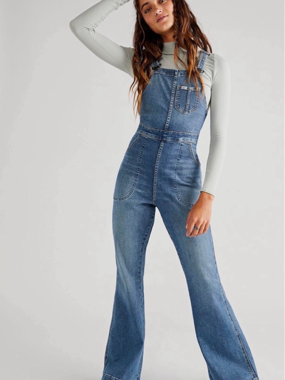 Lee Women's Blue Denim Flare Overalls